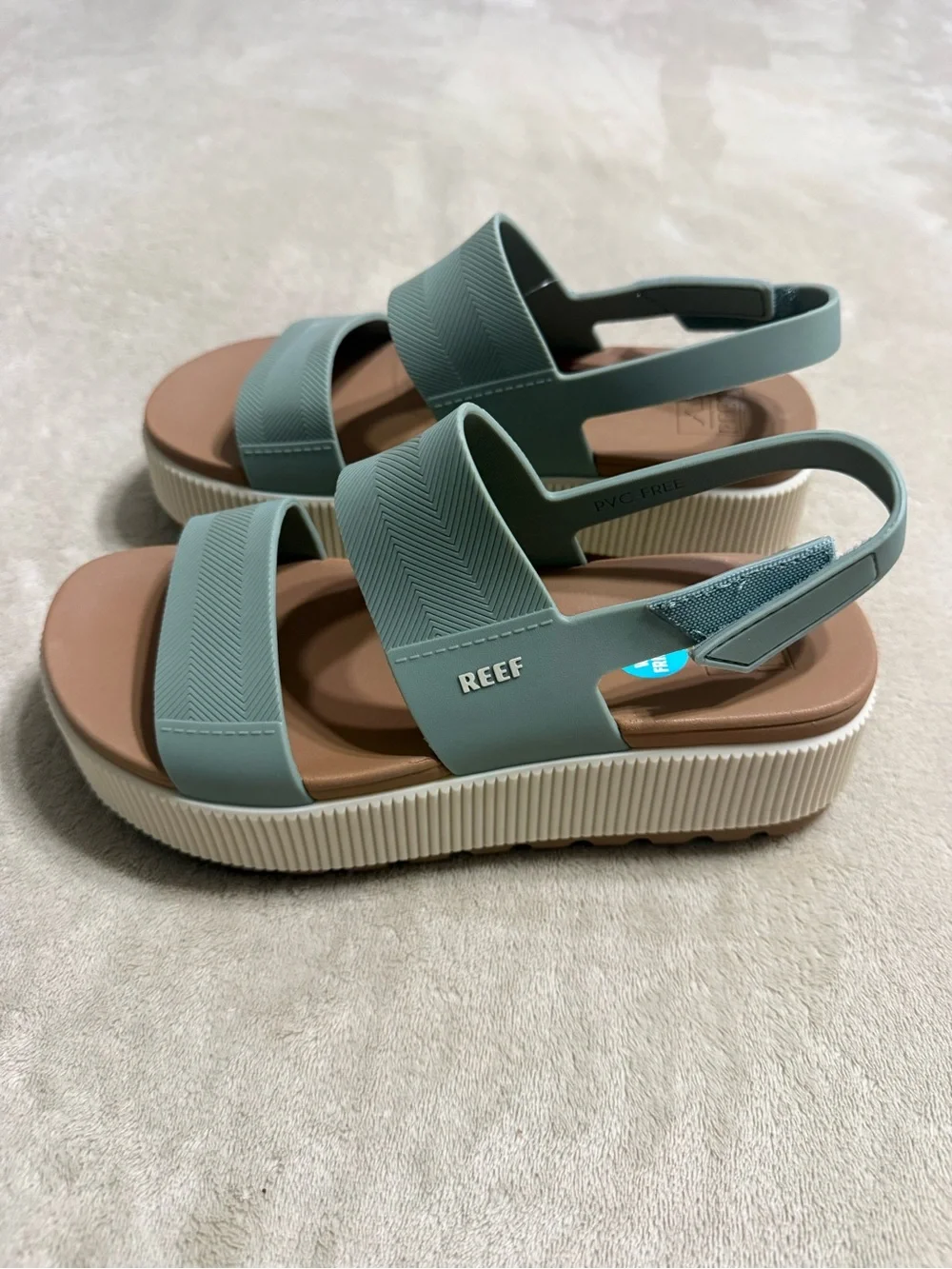 Reef Olive and Tan Platform Slingback Sandal